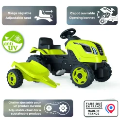 Tracteur à pédales Farmer XL avec remorque - Vert