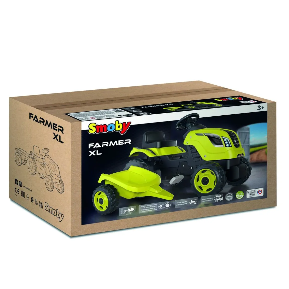 Tracteur à pédales Farmer XL avec remorque - Vert