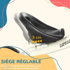 Tricycle enfant multi-équipé garde-boue sonnette panier pédales antidérapantes siège réglable avec dossier métal blanc