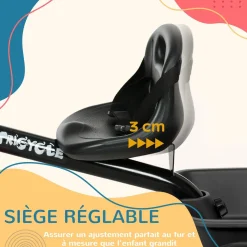 Tricycle pour enfant évolutif avec siège réglable - pédales - 2 paniers - ceinture - pour enfant de 2 à 5 ans - noir