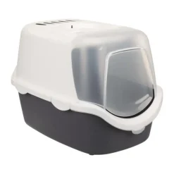 TRIXIE Bac a litiere Vico open top - 40 x 40 x 56 cm - Avec couvercle - Bleu gris et blanc - Pour chat