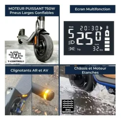 Trottinette électrique - YEEP.ME - 100a sport - 750W - 10'' - 55km - Clignotants - Connectée - Garantie 5 ans