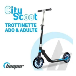 Trottinette mécanique - Adulte/Ados - Beeper City Scoot - Roues 8'' - Suspension avant - Cadre Noir - Sans frein guidon