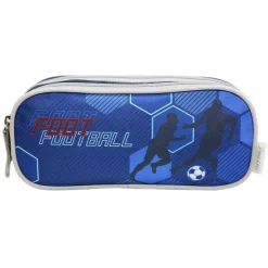 Trousse scolaire 2 compartiments Phileas Football Bleue Bagtrotter