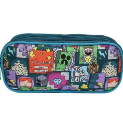 Trousse scolaire 2 compartiments Minecraft Jeu Vidéo Verte Bagtrotter