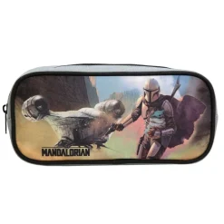 Trousse scolaire rectangulaire Star Wars / The Mandalorian Noire et Grise Bagtrotter