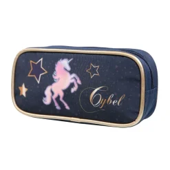 Trousse scolaire rectangulaire Cybel Cheval Licorne Bleue Bagtrotter