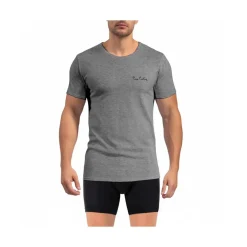 T-shirt homme en col rond avec broderie signature sur la poitrine
