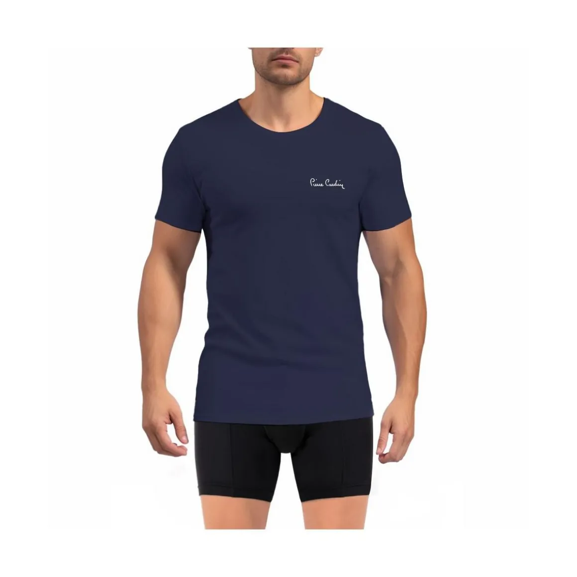 T-shirt homme en col rond avec broderie signature sur la poitrine