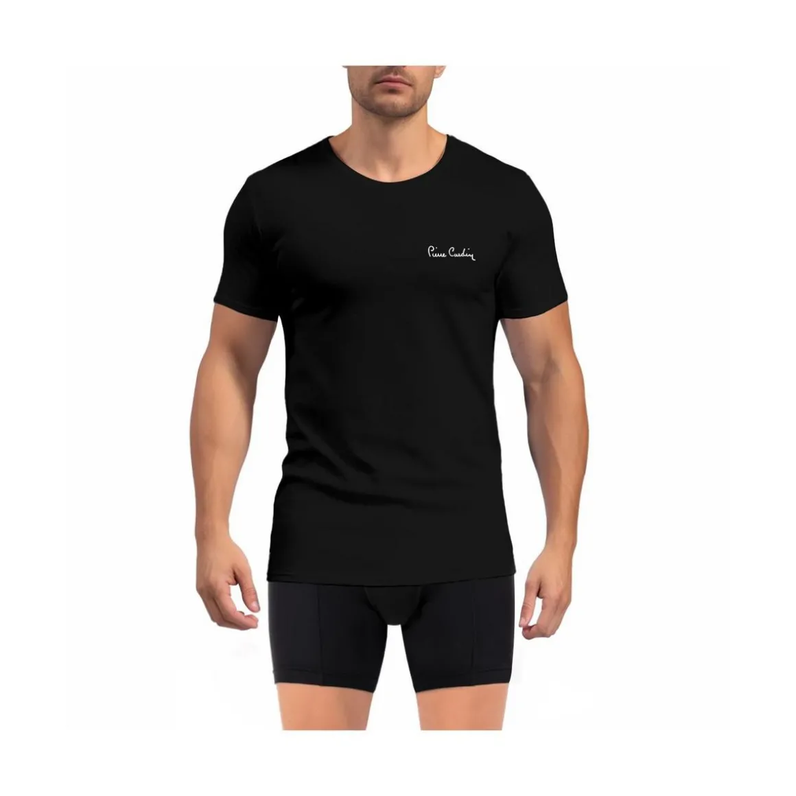 T-shirt homme en col rond avec broderie signature sur la poitrine