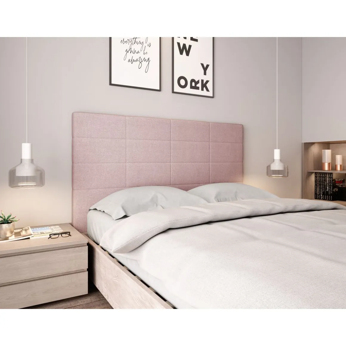 Tête de lit aspect quadrillée en tissu 160 x 200 cm FISKARI