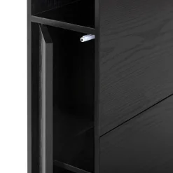 Tête de lit Zeus 145 cm avec rangements noirs, 2 portes 9 trous