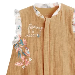 Turbulette d'été en gaze de coton avec pieds retroussables Flamingo