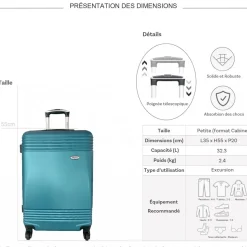 Valise cabine passe-partout rigide 55cm