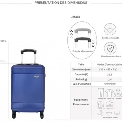 Valise cabine passe-partout rigide 55cm