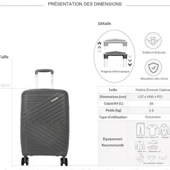 Valise cabine rigide TSA 56cm