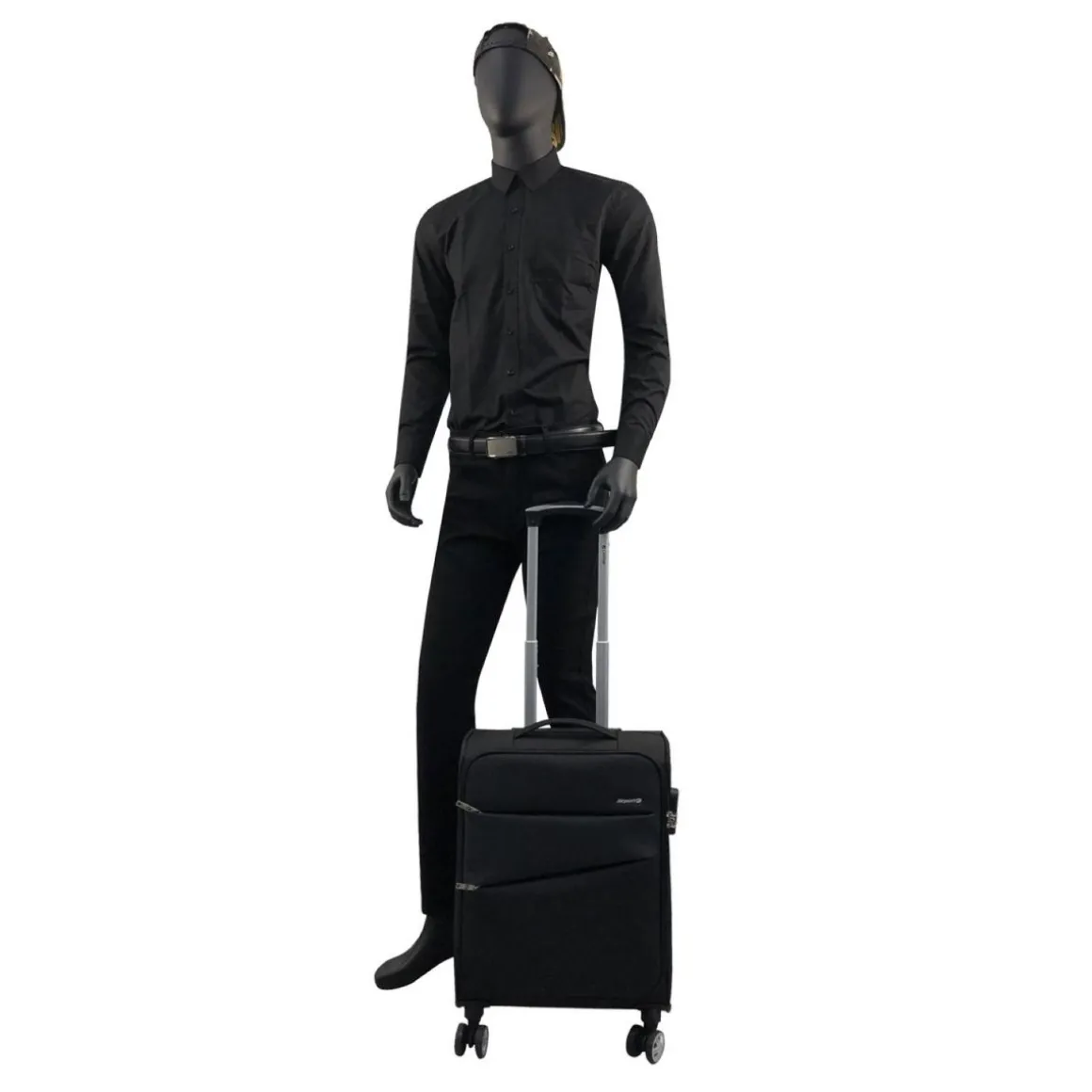 Valise cabine souple noire Perfeckto 55x35x20cm