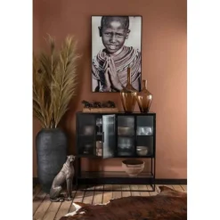 Vase Design Papier Mâché 99cm Noir