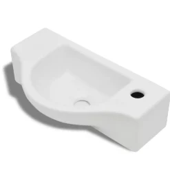 Vasque a trou pour robinet ceramique Blanc pour salle de bain