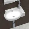 Vasque de salle de bains ceramique blanc avec trou de trop-plein