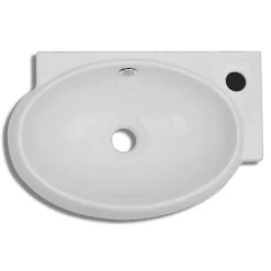 Vasque de salle de bains ceramique blanc avec trou de trop-plein