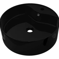 Vasque rond a trou robinet/trop-plein ceramique pour salle de bain