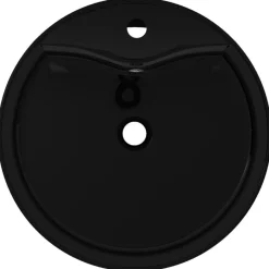 Vasque rond a trou robinet/trop-plein ceramique pour salle de bain