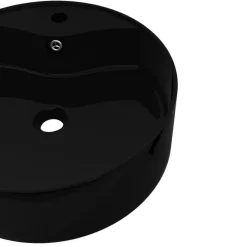 Vasque rond a trou robinet/trop-plein ceramique pour salle de bain