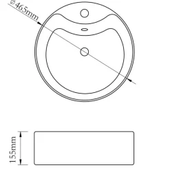 Vasque rond a trou robinet/trop-plein ceramique pour salle de bain