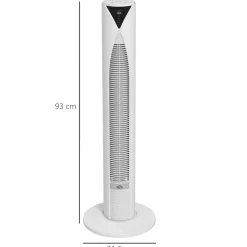 Ventilateur colonne tour oscillant 45 W silencieux télécommande incluse timer 4 modes 3 vitesses filtre blanc