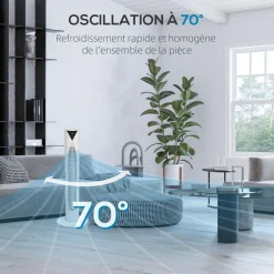 Ventilateur colonne tour oscillant 45 W silencieux télécommande incluse timer 4 modes 3 vitesses filtre blanc