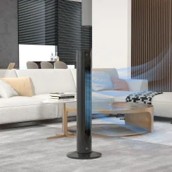 Ventilateur colonne tour oscillant 45 W silencieux télécommande incluse timer 4 modes 3 vitesses filtre noir
