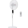 Ventilateur sur pied Ø 45 cm hauteur réglable oscillant silencieux 50 W avec télécommande timer 3 modes 3 vitesses blanc