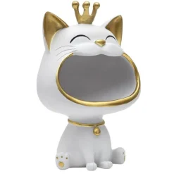 Vide-Poche Statue Chat 25cm Blanc