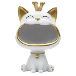 Vide-Poche Statue Chat 25cm Blanc