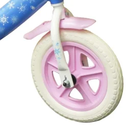 Vélo 10'' Fille Licence Reine des neiges pour enfant de 75/90 cm avec stabilisateurs à molettes - Panier avant - Sans frein et roues à bâtons