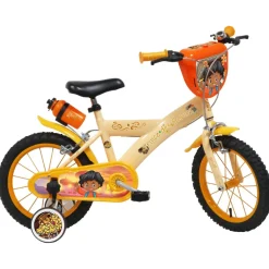 Vélo 16'' Garçon Prince des sables pour enfant de 105/120 cm avec stabilisateurs à molettes - Plaque décorative avant - Porte bidon - 2 freins