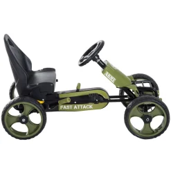 Vélo et véhicule pour enfants kart à pédales militaire siège réglable frein manuel roues AR EVA acier vert noir