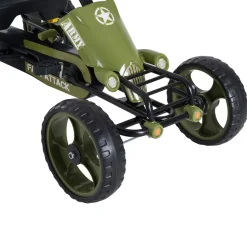 Vélo et véhicule pour enfants kart à pédales militaire siège réglable frein manuel roues AR EVA acier vert noir