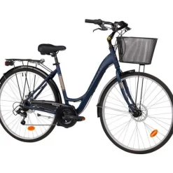 Vélo VTC 28'' Ville Rigide Femme Alu Scrapper Railway 2 - Taille M (1.60 m - 1.75 m) - 18 vitesses - Enjambement bas – Freins V-brake - Shimano - Equipé City - Double freins à disque - Potence réglable Alu