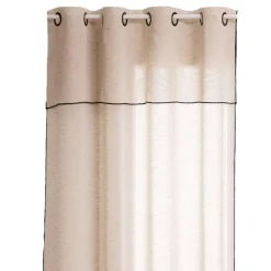 Voilage à volant avec surpiqûre noire - 140 x 240 cm - Beige