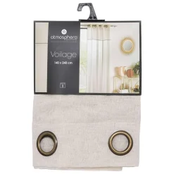 Voilage à volant avec surpiqûre noire - 140 x 240 cm - Beige