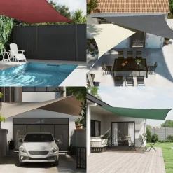 Voile de parasol tissu oxford triangulaire 4x4x4 m marron