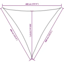 Voile de parasol tissu oxford triangulaire 4x4x4 m marron